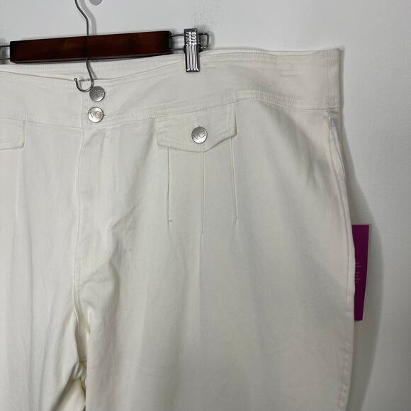 Victor Glemaud size 24 26 Women's High-Rise Flared Leg Jeans White plus sz - Picture 3 of 16